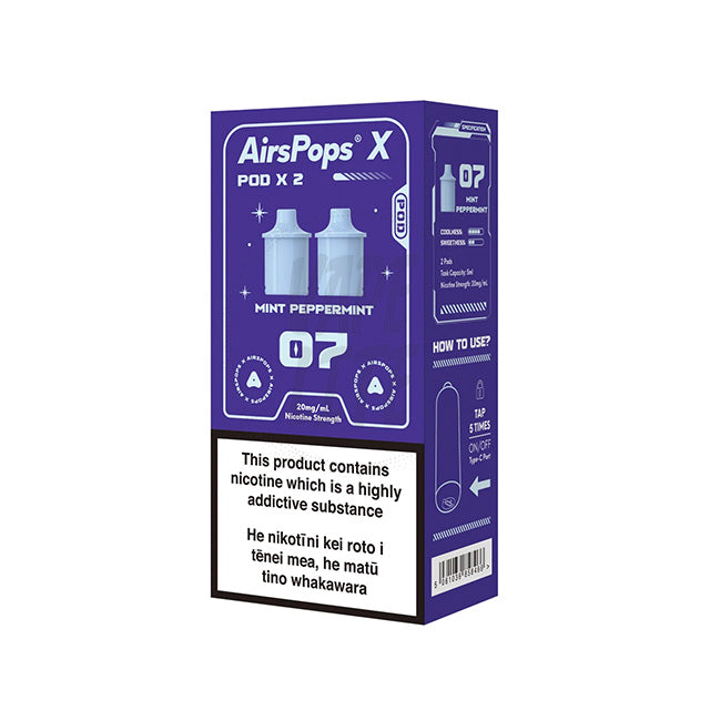 AirScream | AirsPops X Pre-Filled Pod Twin Pack | No.7 Mint Peppermint Vape Lite AirScream | AirsPops X Pre-Filled Pod Twin Pack | No.7 Mint Peppermint Vape Lite
