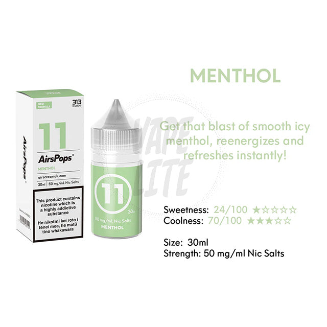 AirScream AirsPops 313 E-Liquid 30ml - No.11 Menthol 28.5mg/ml