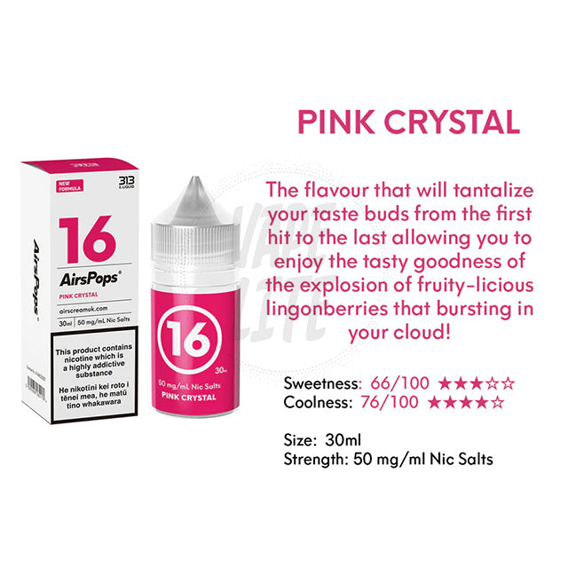 AirScream AirsPops 313 E-Liquid 30ml - No.16 Sour Berries (Pink Crystal) 28.5mg/ml