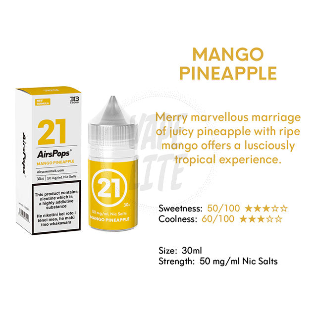 AirScream AirsPops 313 E-Liquid 30ml - No.21 Mango Pineapple 28.5mg/ml