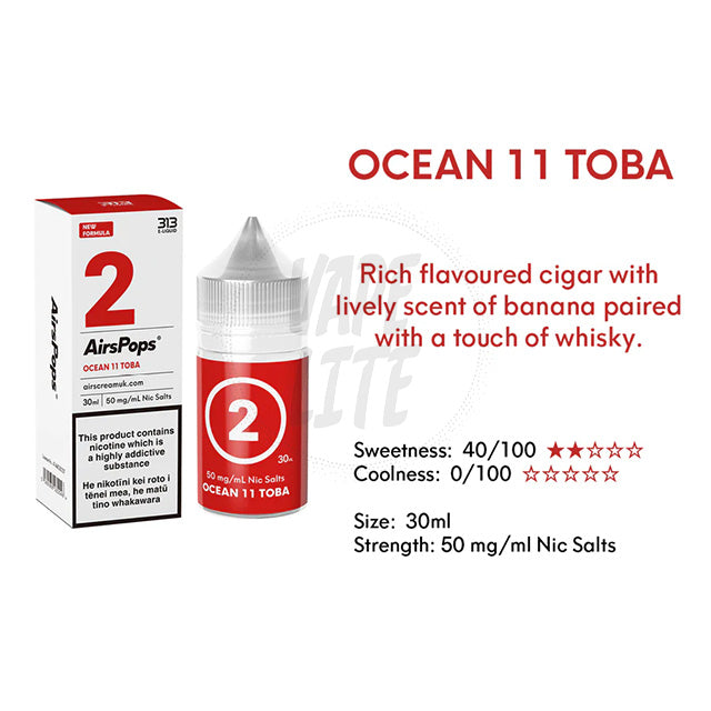 AirScream AirsPops 313 E-Liquid 30ml - No.2 Tobacco (Ocean 11 Toba) 28.5mg/ml