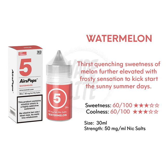 AirScream AirsPops 313 E-Liquid 30ml - No.5 Watermelon 28.5mg/ml