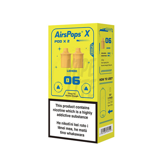 AirScream AirsPops X Pre-Filled Pod Twin Pack - No.6 Lemon (Zesty Lemon)