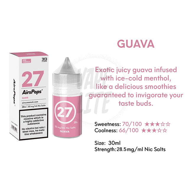 AirScream AirsPops 313 E-Liquid 30ml - No.27 Guava 28.5mg/ml