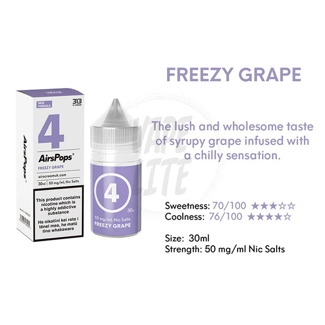AirScream AirsPops 313 E-Liquid 30ml - No.4 Sweet Grapes (Freezy Grape) 28.5mg/ml